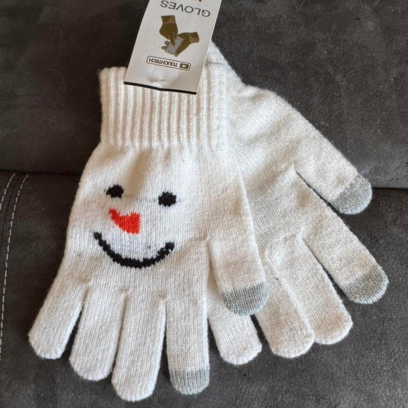 Snowman Gloves Touchscreen Compatible Winter Knit Gloves - Picture 3 of 3